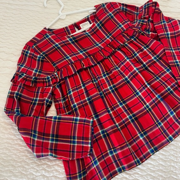 Gymboree, Girls’ Red Plaid Ruffle Top, Size Med (7-8) - Picture 2 of 6